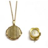 A ladies' gold Emka mechanical pendant watch,