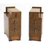 A pair of Art Deco walnut bedside chests,