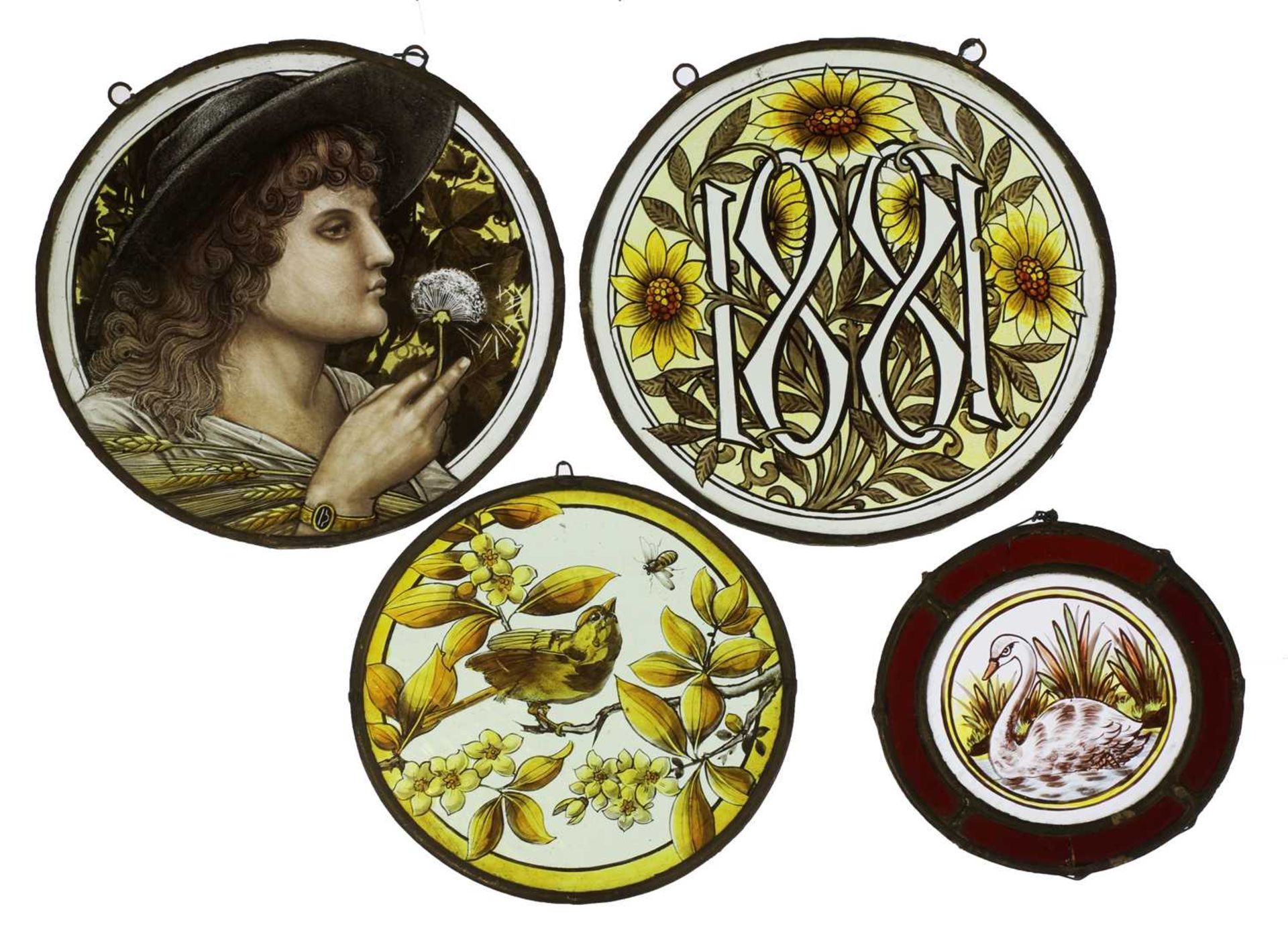 Four stained glass roundels,