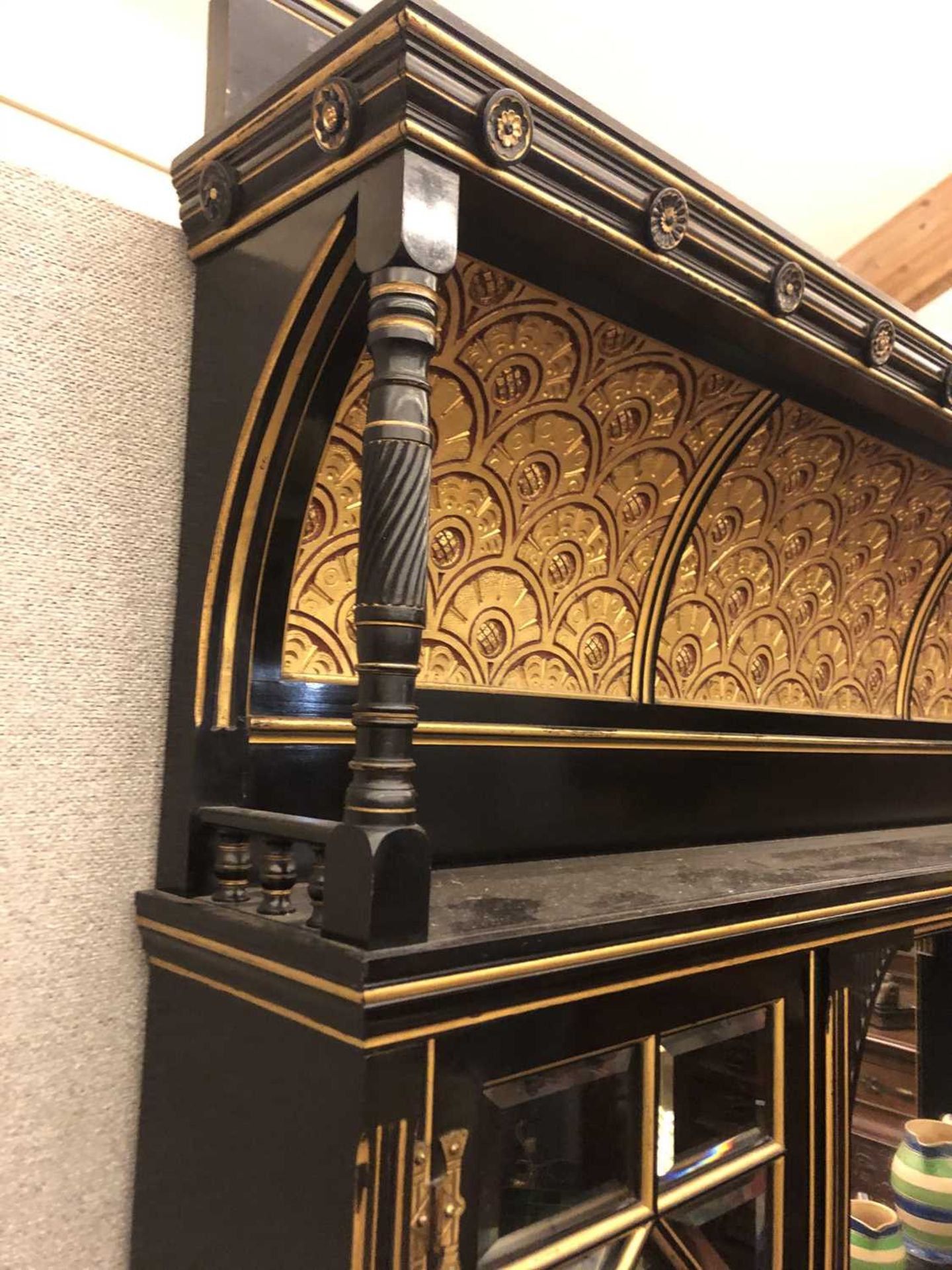 An Aesthetic ebonised and gilt wall cabinet, - Image 15 of 17