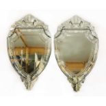 A pair of Venetian multiplate glass mirrors,