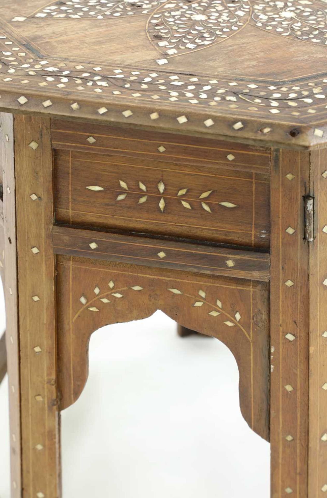 An Indian bone inlaid hardwood octagonal occasional table, - Image 2 of 11