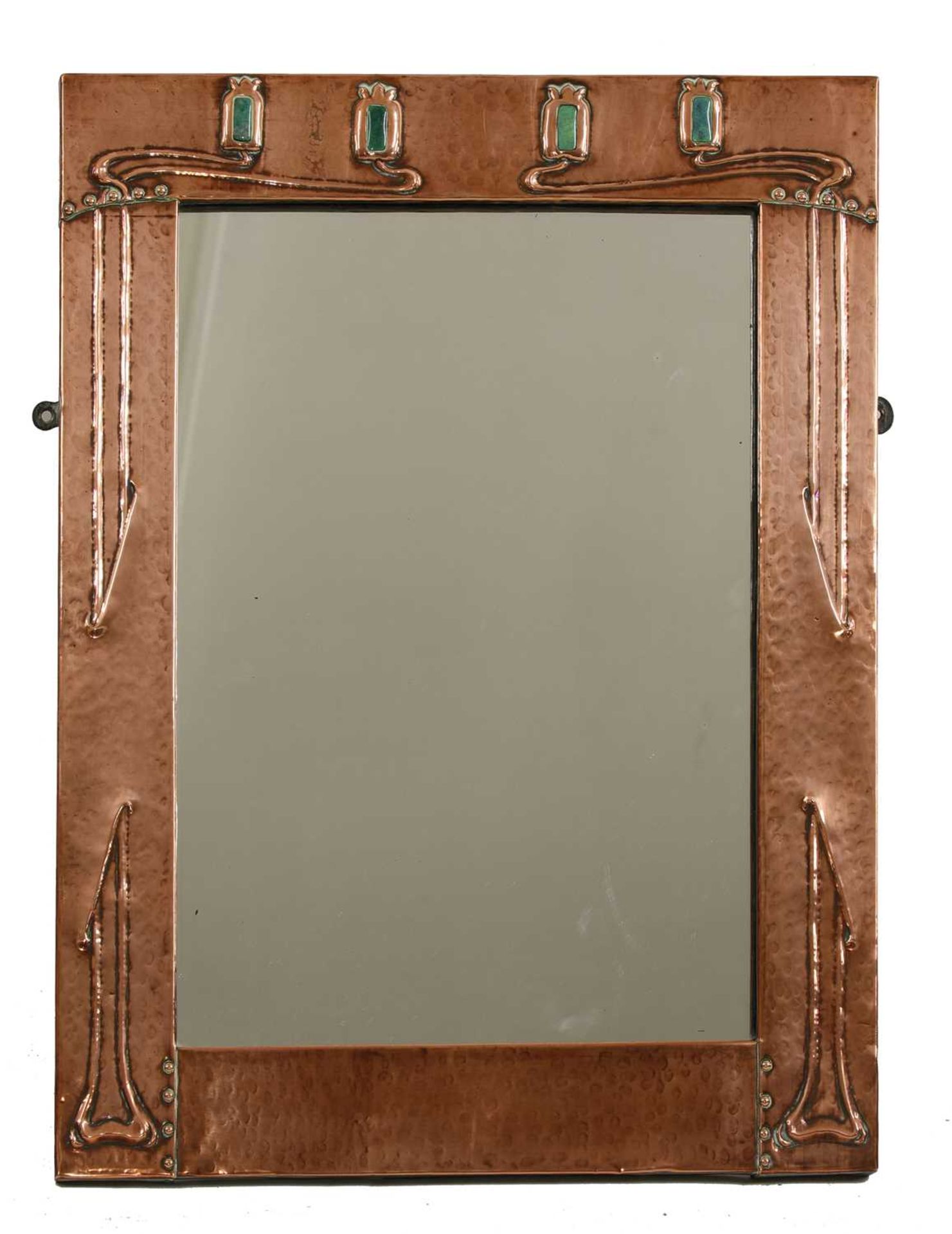 An Arts and Crafts Glasgow School copper wall mirror,