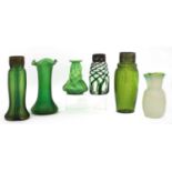 A collection of Bohemian glass vases,