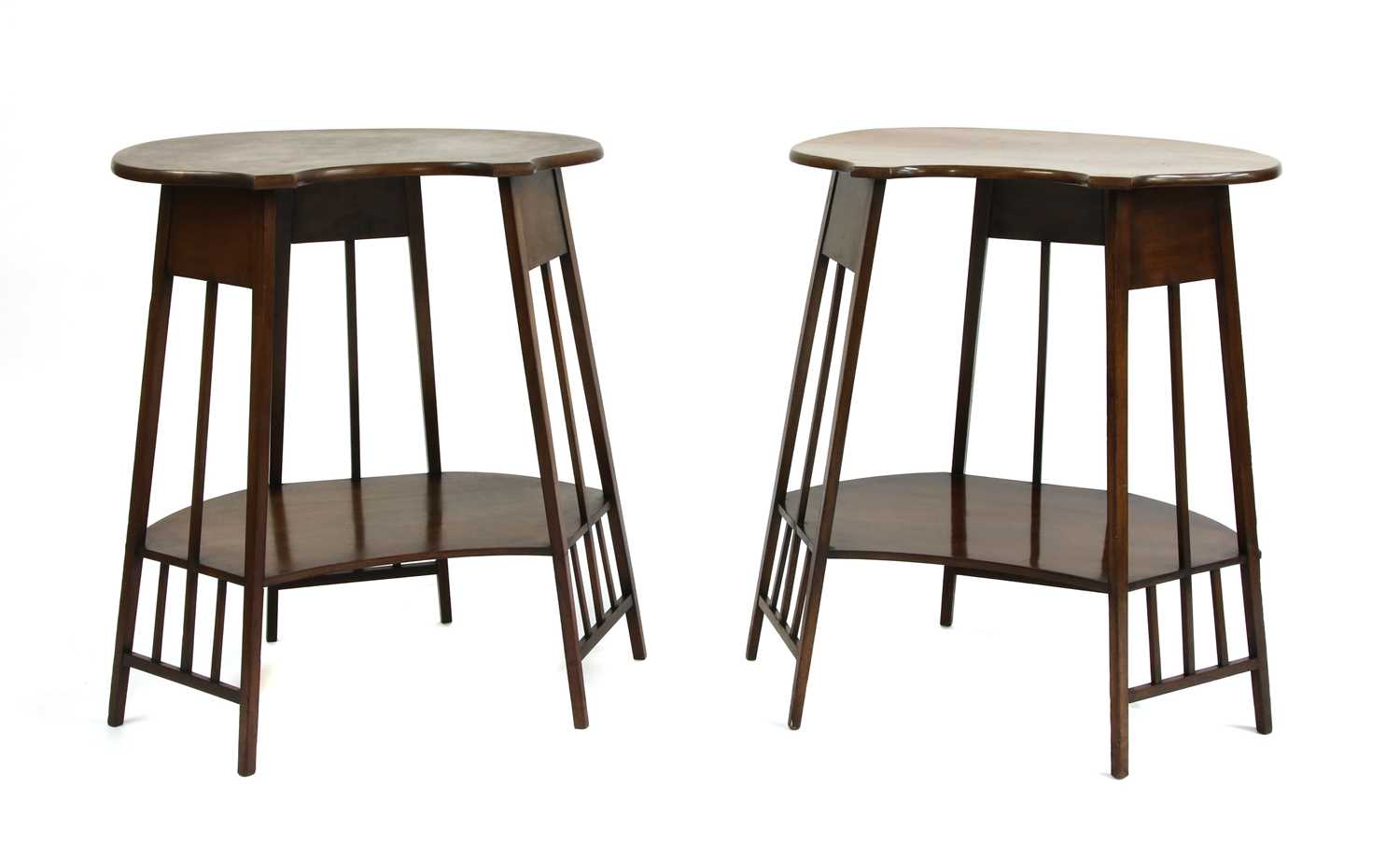 A pair of mahogany side tables,