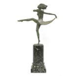 A cold-painted bronze figure of a dancer,