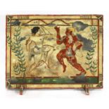 A painted fire screen,