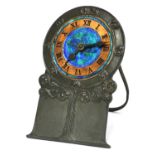 A Liberty and Co. Tudric pewter and enamel easel clock,