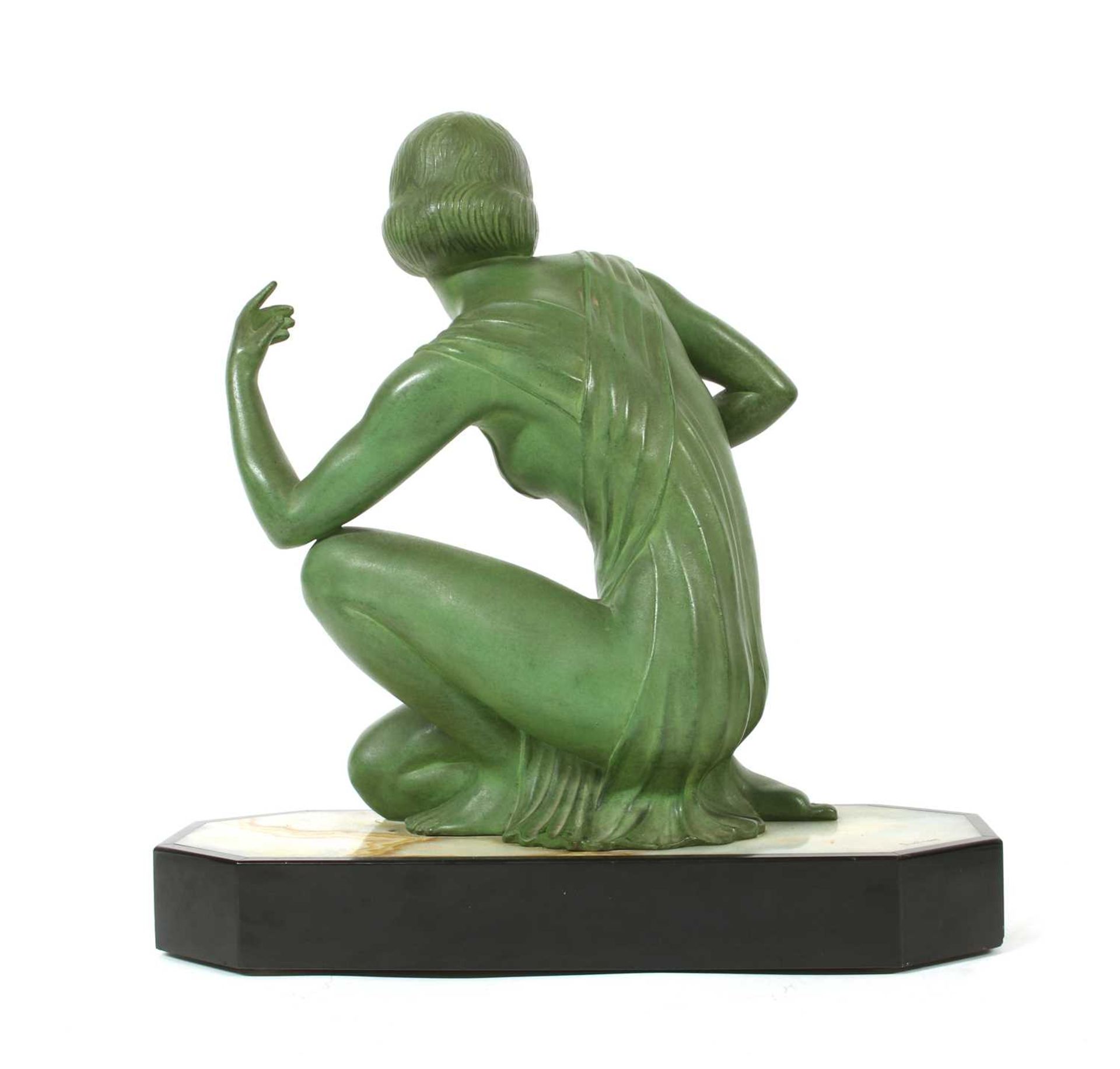 An Art Deco patinated spelter figure of a girl, - Image 5 of 16