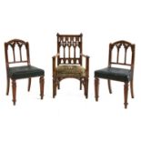 A pair of 'Gothic' chairs,