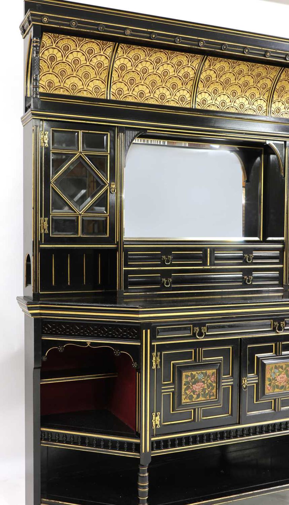 An Aesthetic ebonised and gilt wall cabinet, - Image 6 of 17