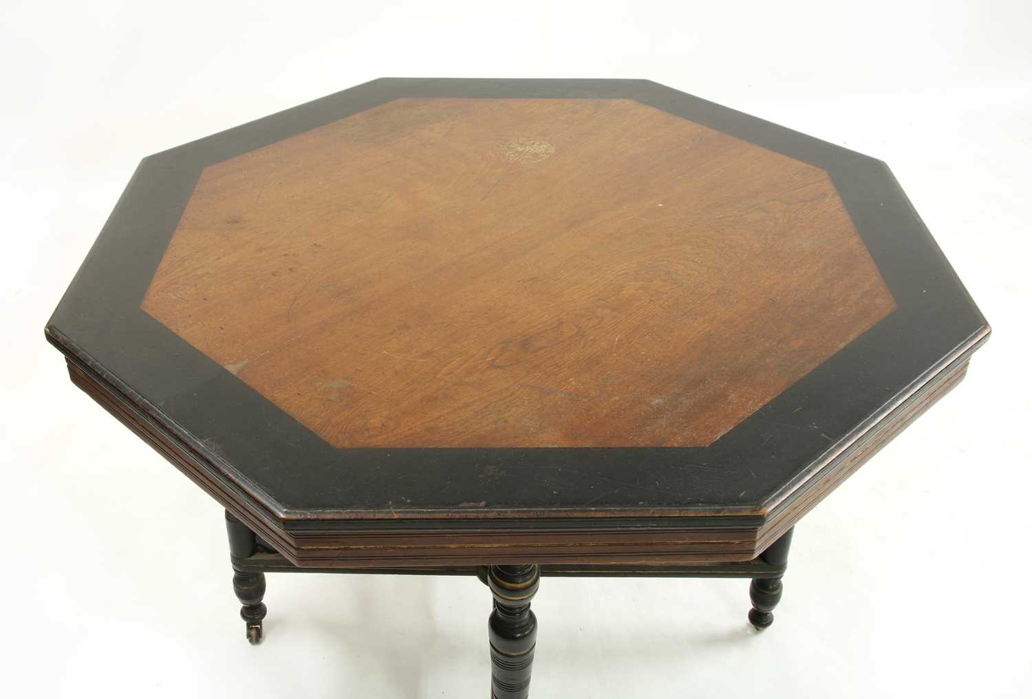 An Aesthetic oak and ebonised octagonal hall table, - Image 2 of 3