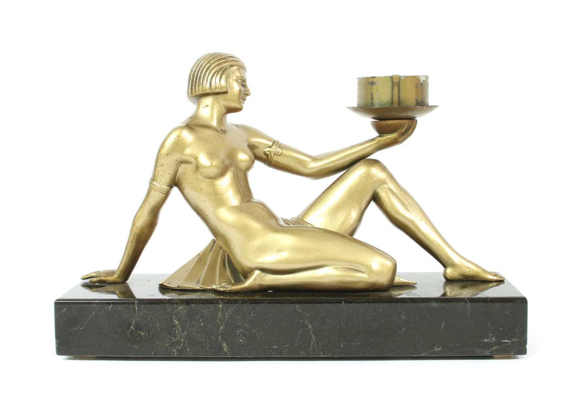 An Art Deco patinated spelter figure of a girl, - Image 2 of 16