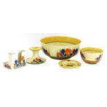A collection of Clarice Cliff 'Crocus' pattern items