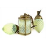 Two opaline glass shades,