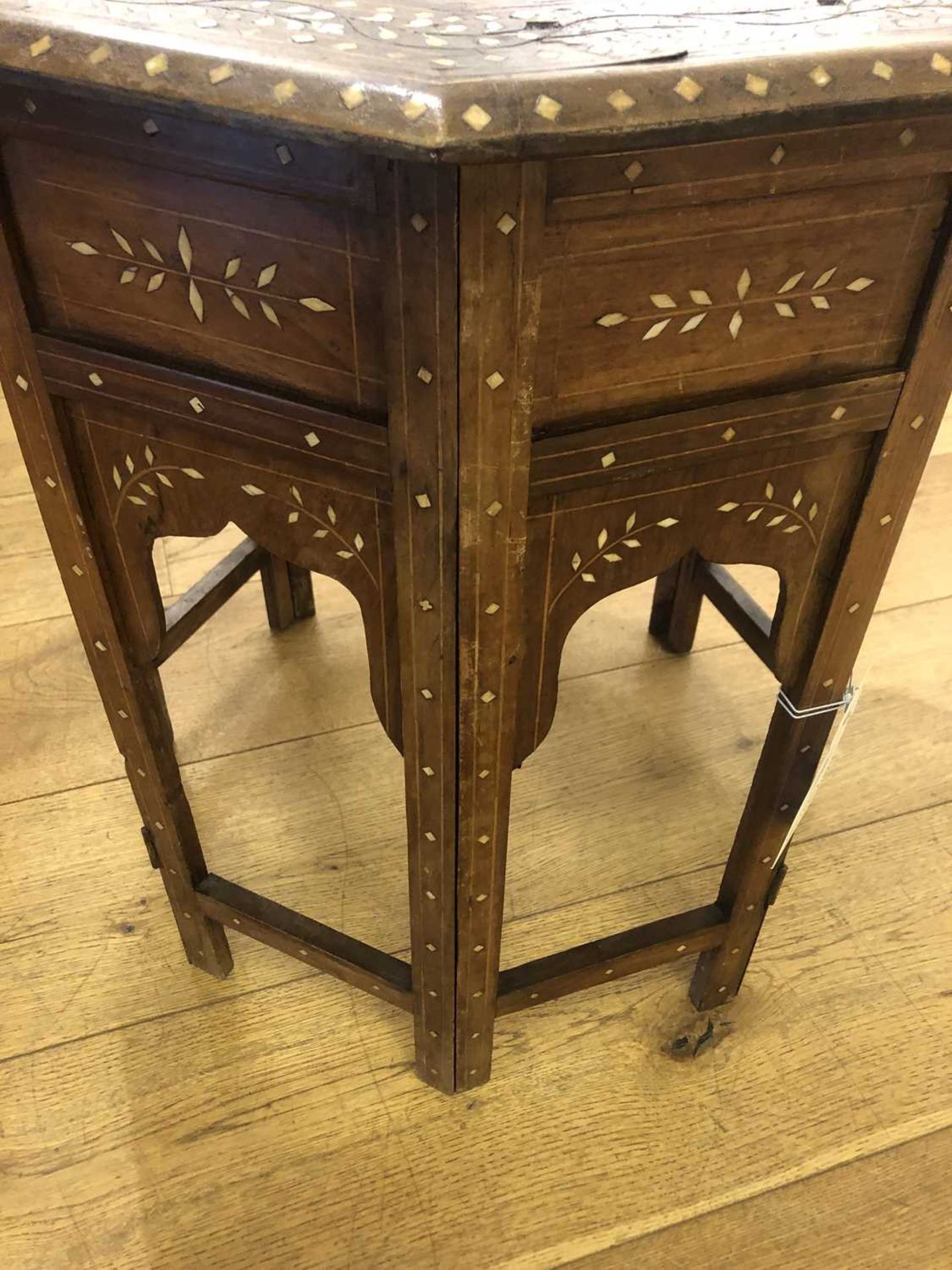 An Indian bone inlaid hardwood octagonal occasional table, - Image 7 of 11