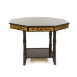 An Aesthetic octagonal ebonised and gilt centre table,