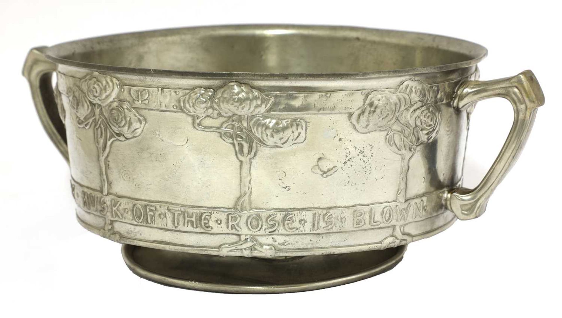 A Tudric pewter twin-handled bowl,