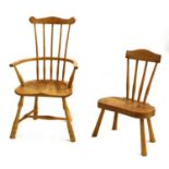 Two modern child's Windsor comb back chairs,