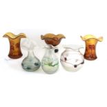 A collection of Poschinger glass vases,