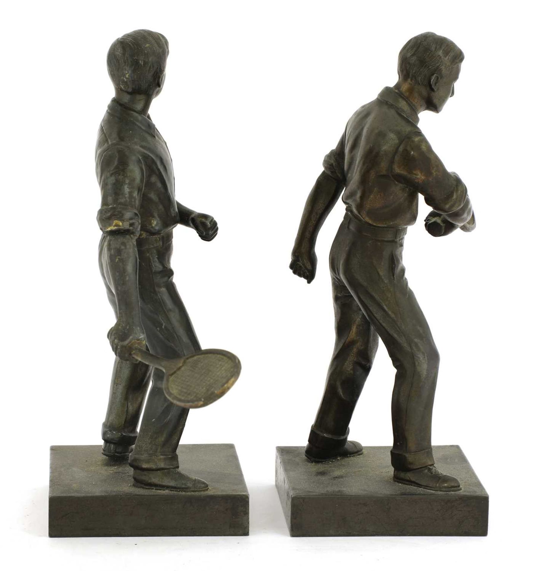 A pair of Art Deco spelter tennis players, - Image 3 of 3