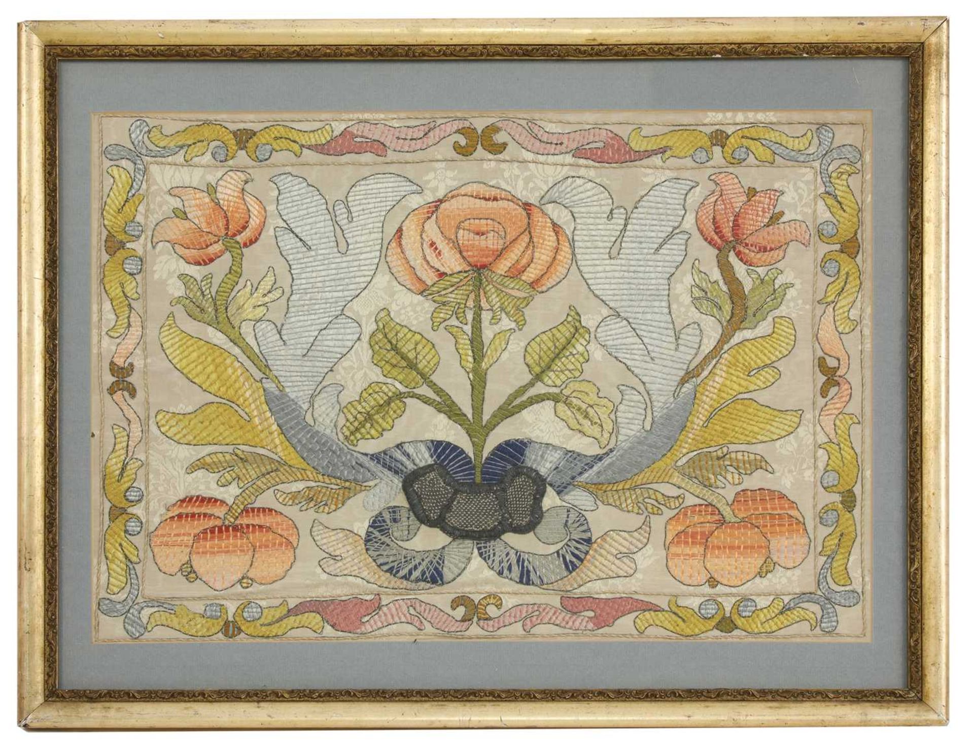 An early Arts and Crafts silk needlework panel,