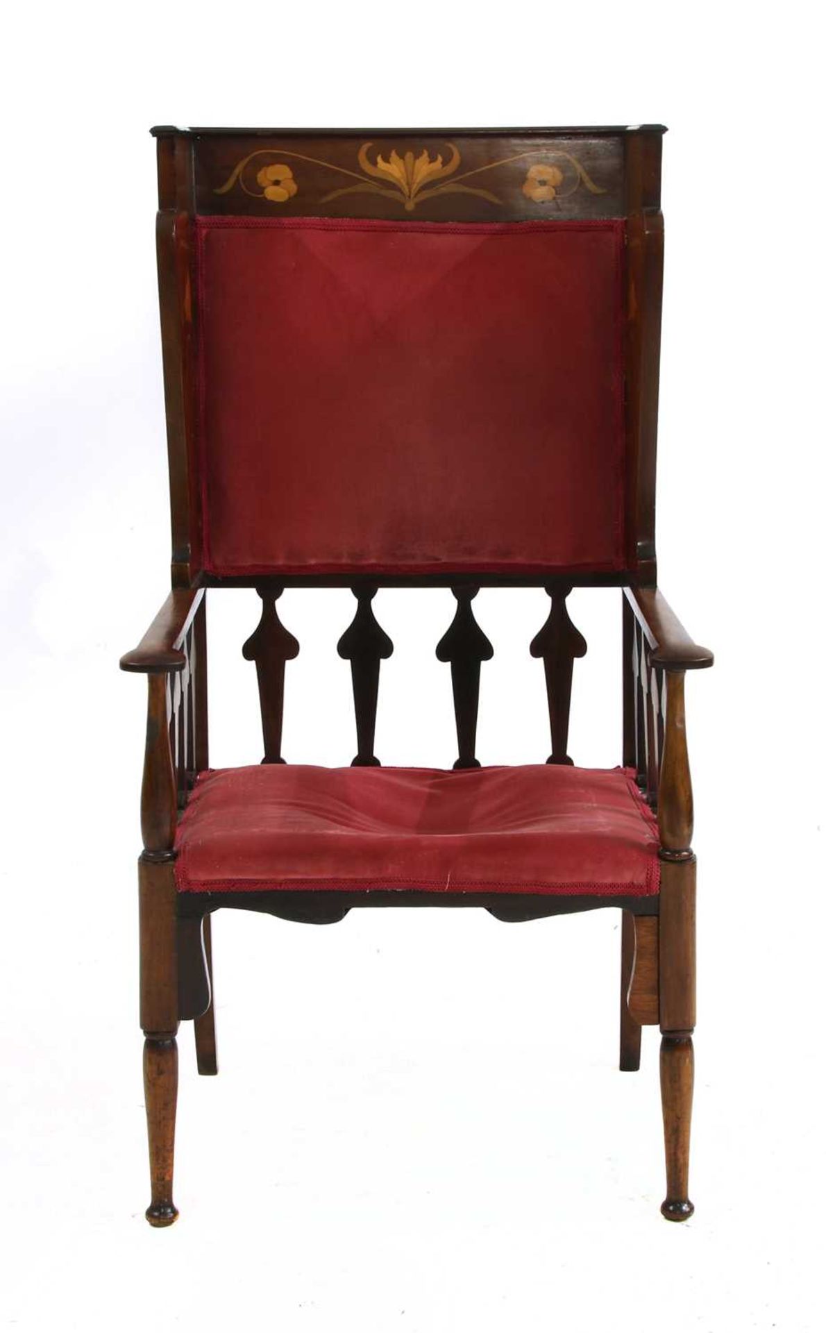 A mahogany inlaid wingback armchair, - Image 2 of 5