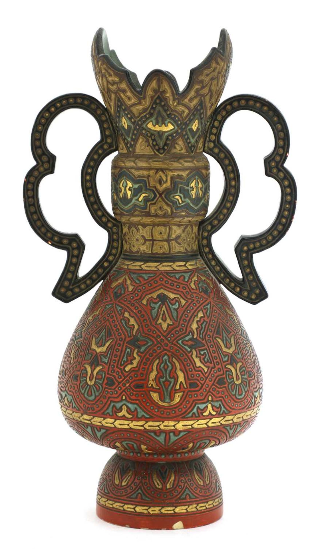 A Continental pottery twin-handled vase,