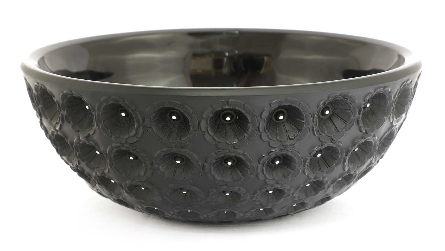 A Lalique 'Nemours' black glass bowl,