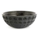 A Lalique 'Nemours' black glass bowl,