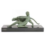 An Art Deco patinated spelter group,