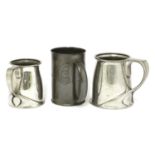 Three Tudric pewter tankards,