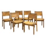 A set of six beech dining chairs,