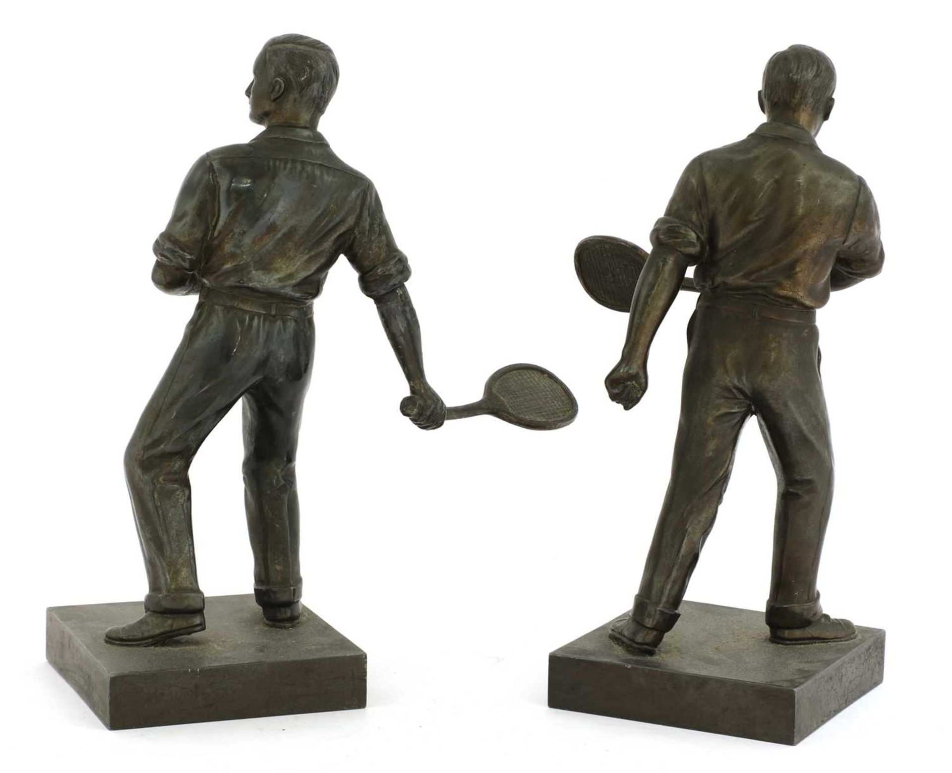 A pair of Art Deco spelter tennis players, - Image 2 of 3