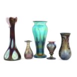 A collection of Art Nouveau-style glass vases,