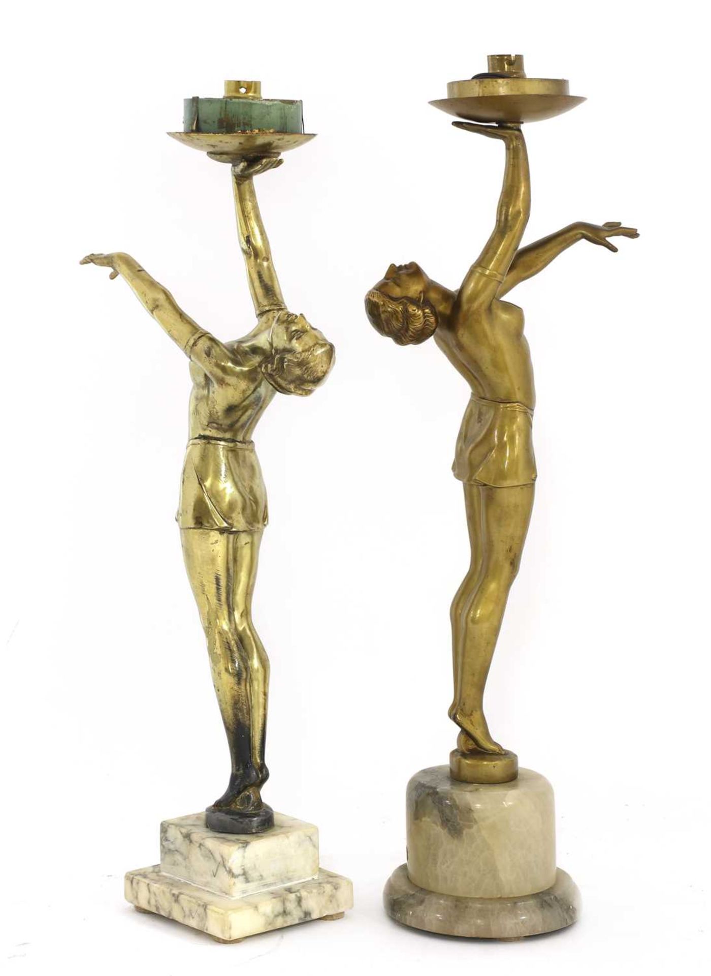 Two Art Deco gilt spelter figural lamps, - Image 2 of 2