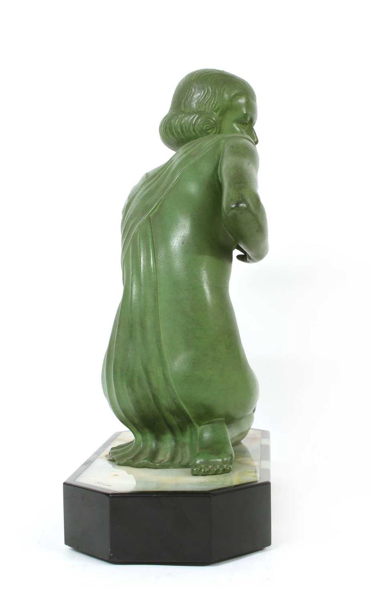 An Art Deco patinated spelter figure of a girl, - Image 6 of 16