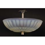 An Art Deco chrome and glass ceiling light,