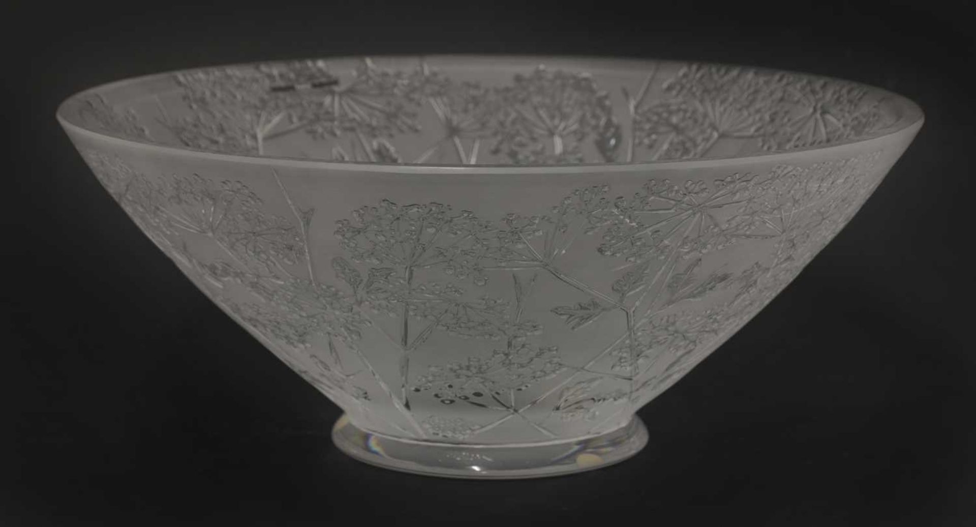 A Lalique 'Ombelles' frosted glass fruit bowl,