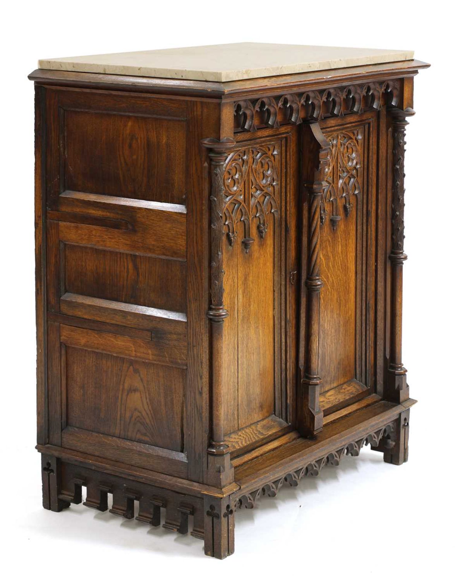 A German carved oak side cabinet, - Bild 6 aus 6