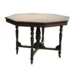 An Aesthetic oak and ebonised octagonal hall table,