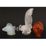 Two Lalique mascots 'Perche' and 'Coq Nain',