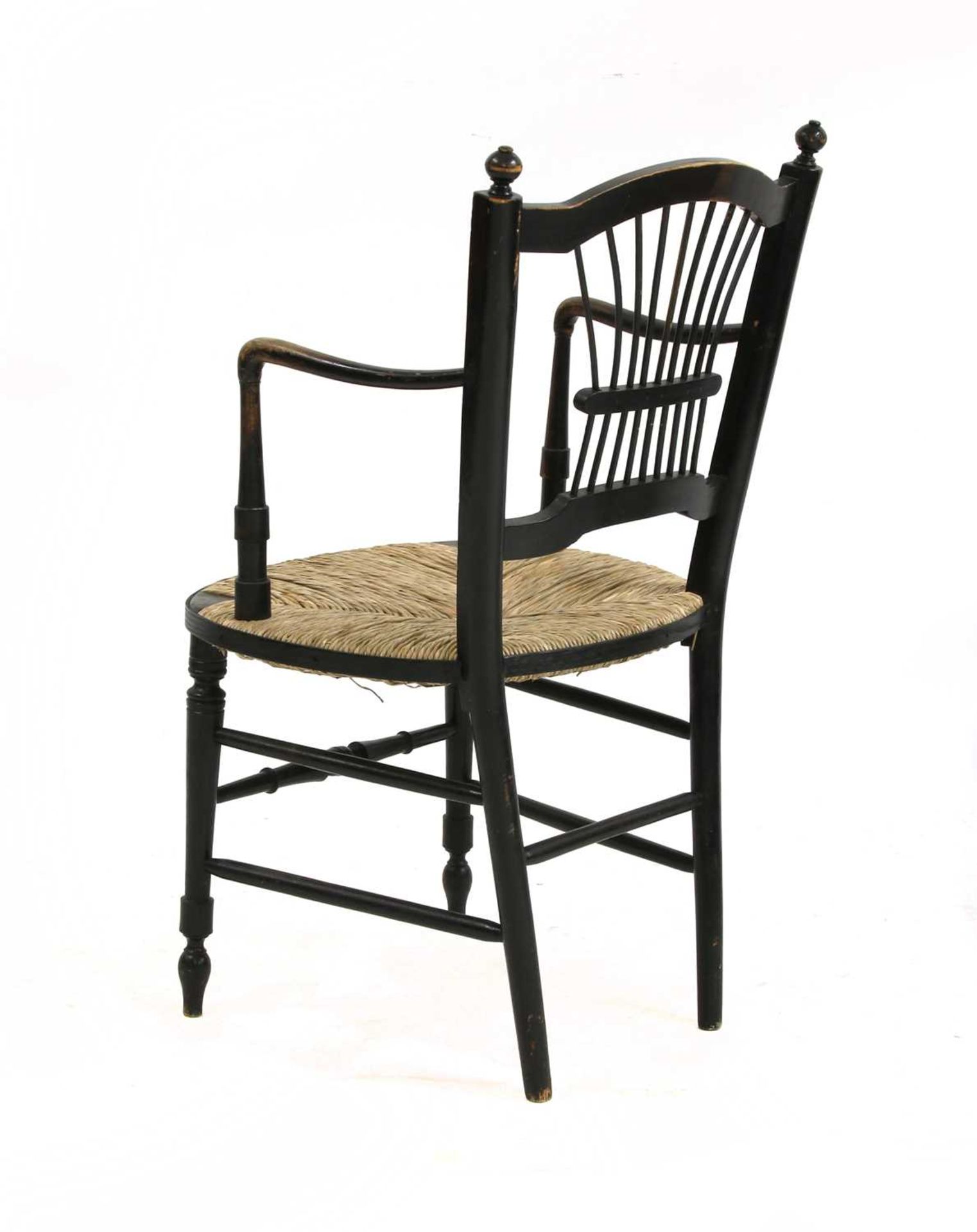 A Morris & Co. ebonised elbow chair, - Image 6 of 7