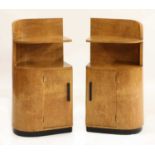 A pair of Art Deco bird's-eye maple bedside cabinets,