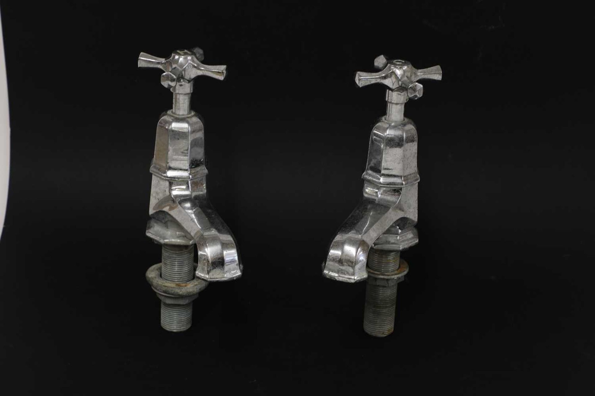 A pair of Art Deco chrome taps,