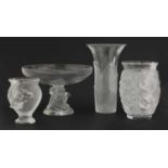 Four Lalique clear and frosted items,