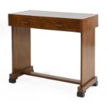 An Art Deco walnut desk,