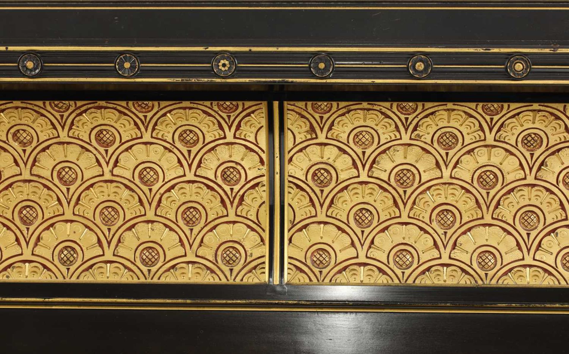 An Aesthetic ebonised and gilt wall cabinet, - Image 2 of 17