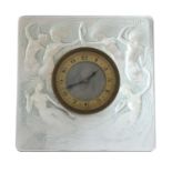 A Lalique 'Naiades' opalescent glass strut clock,