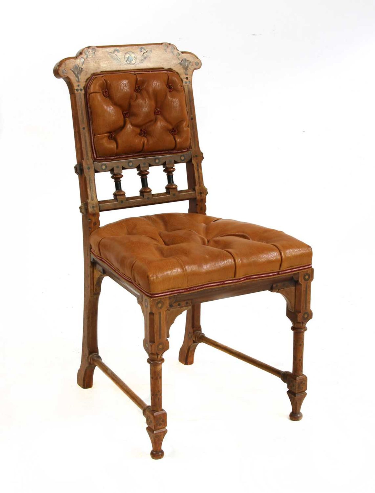 An inlaid oak side chair,